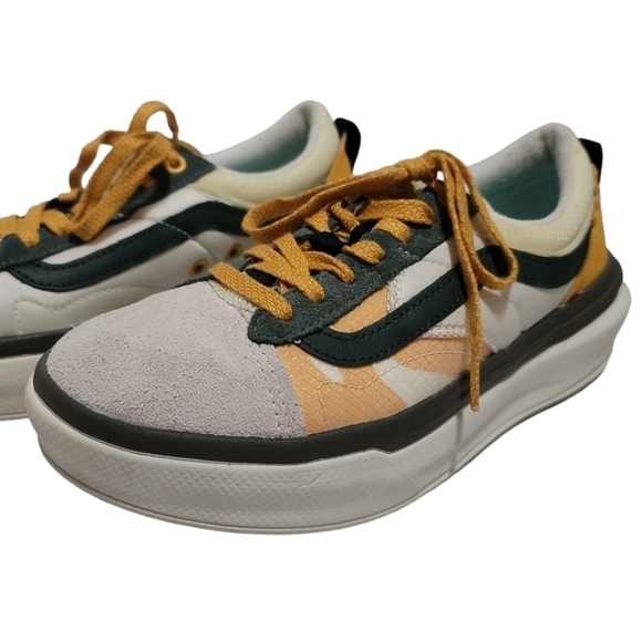 Vans Old Skool Overt Plus ComfyCush White Green Yellow M7 W8.5 Excellent Unisex - Picture 1 of 9